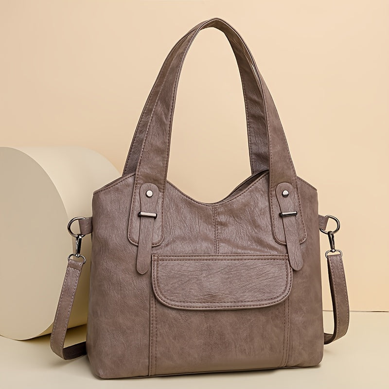 Women's Casual Faux Leather Tote Bag with Removable Strap