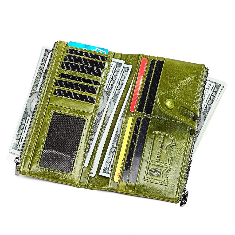Women's Vintage Long Wallet Clutch Purse with Zipper and Snap Closure – Stylish Everyday Organizer
