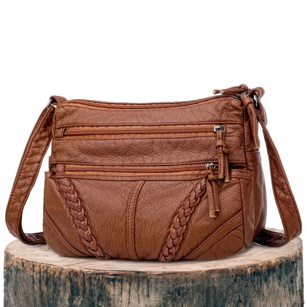 Women's Braided Crossbody Everyday Bag – Elegant Casual Style with Multiple Zipper Pockets