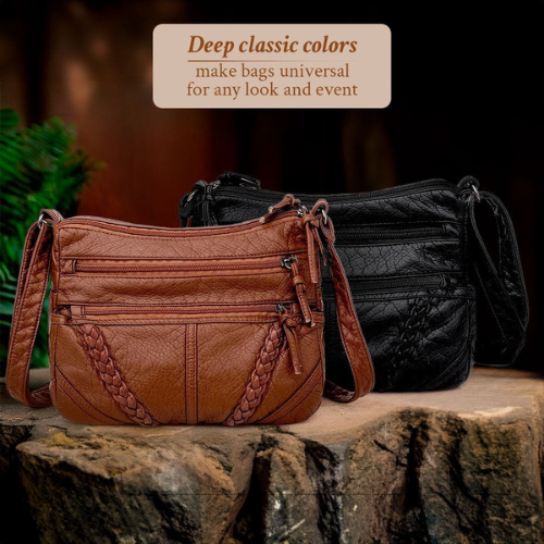 Women's Braided Crossbody Everyday Bag – Elegant Casual Style with Multiple Zipper Pockets