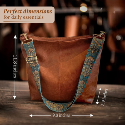 Women's Vintage-Inspired Elegant Shoulder Bag with Adjustable Patterned Strap