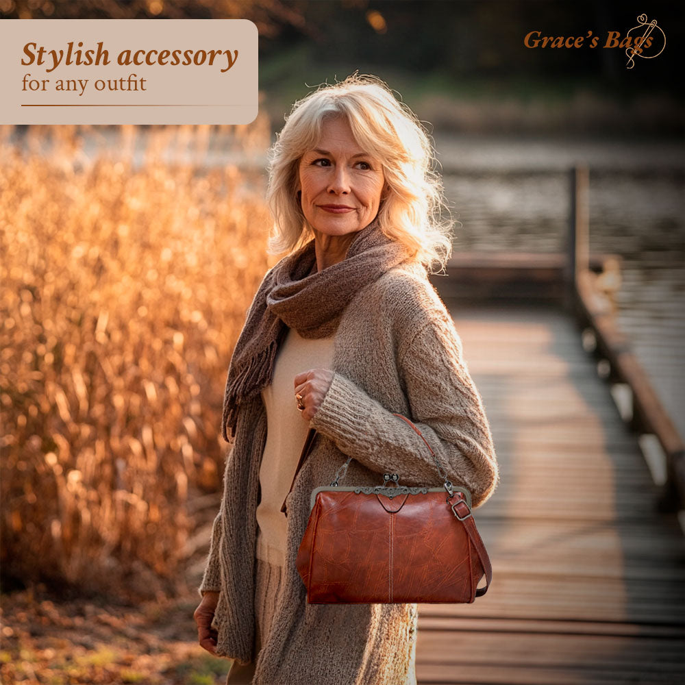 Women's Vintage-Inspired Classic Frame Shoulder Bag – Elegant Everyday Purse