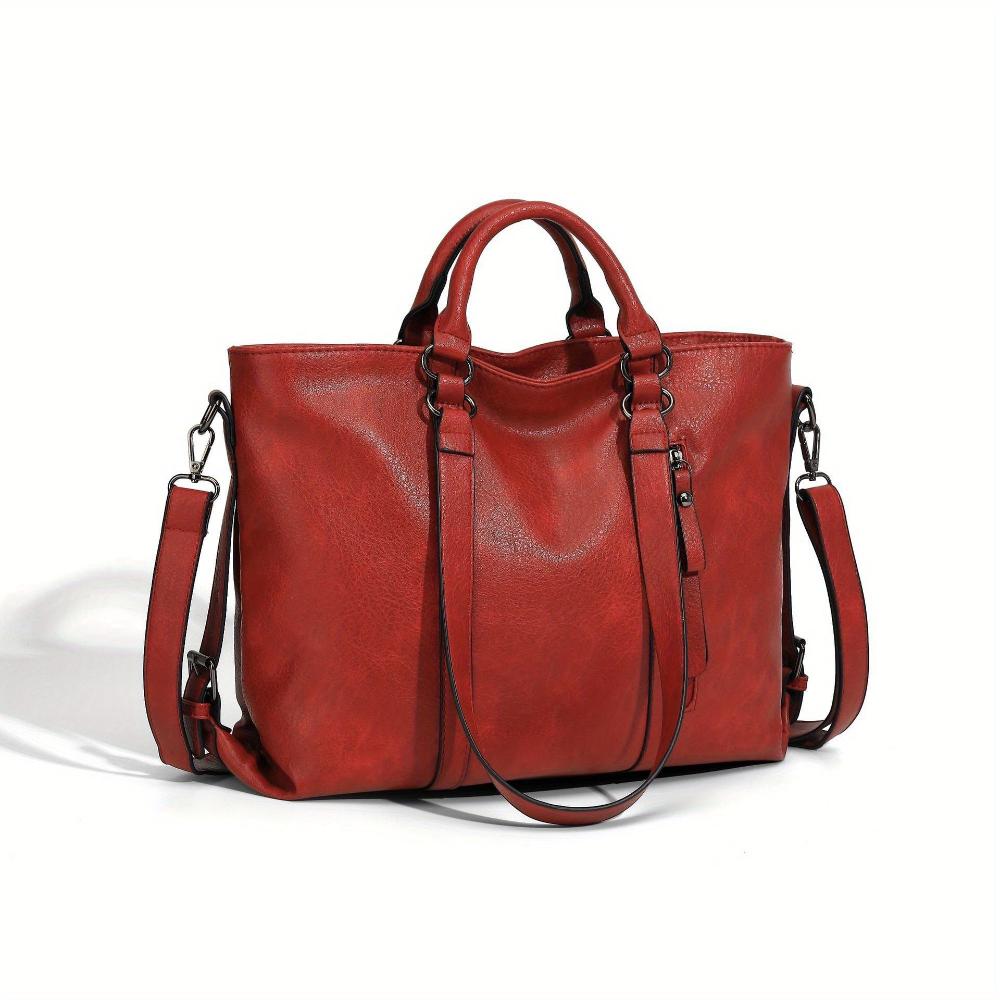 Women's Classic Vintage Style Faux Leather Tote Bag – Elegant Everyday Handbag with Versatile Carry Options
