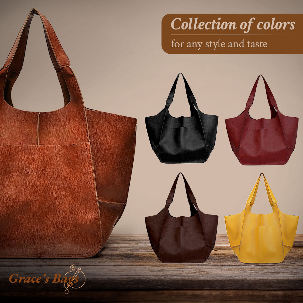 Women's Vintage Classic Tote Bag – Elegant Everyday Shoulder Purse