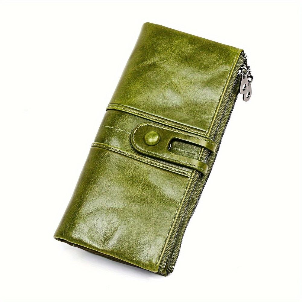 Women's Vintage Long Wallet Clutch Purse with Zipper and Snap Closure – Stylish Everyday Organizer