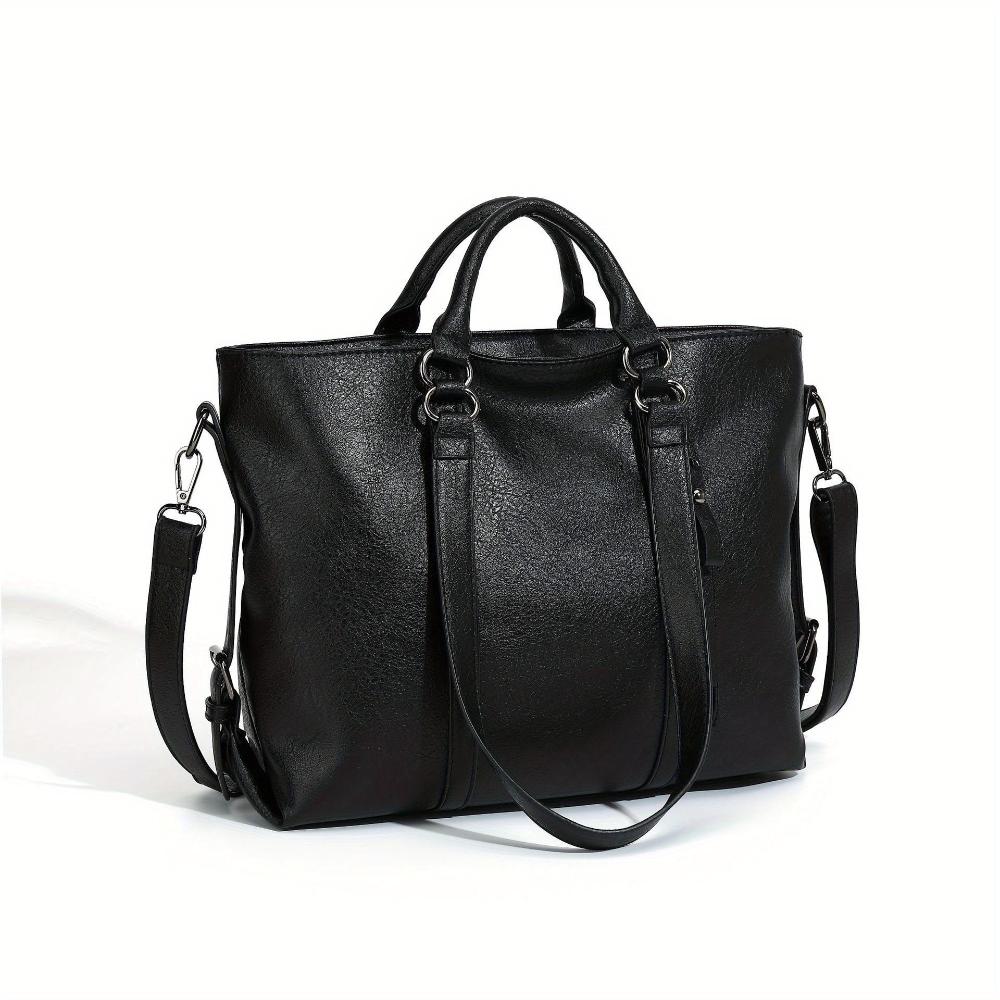 Women's Classic Vintage Style Faux Leather Tote Bag – Elegant Everyday Handbag with Versatile Carry Options