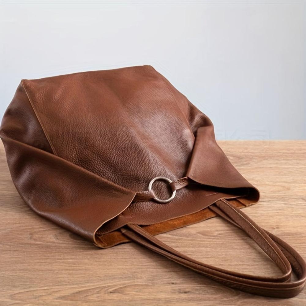 Women's Retro Large Capacity Tote Bag with Matching Pouch – Elegant Everyday Shoulder Handbag