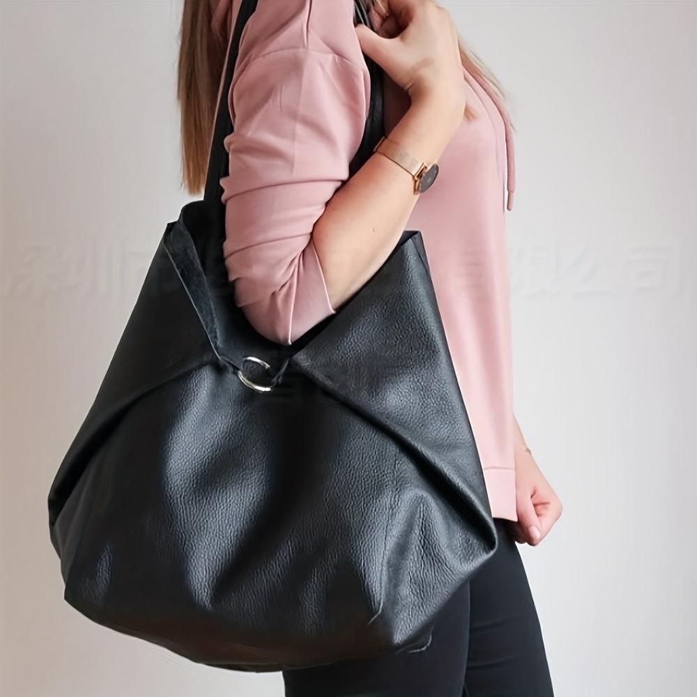Women's Retro Large Capacity Tote Bag with Matching Pouch – Elegant Everyday Shoulder Handbag
