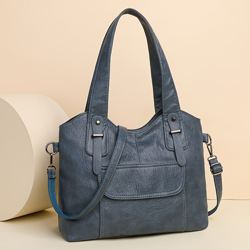 Women's Casual Faux Leather Tote Bag with Removable Strap