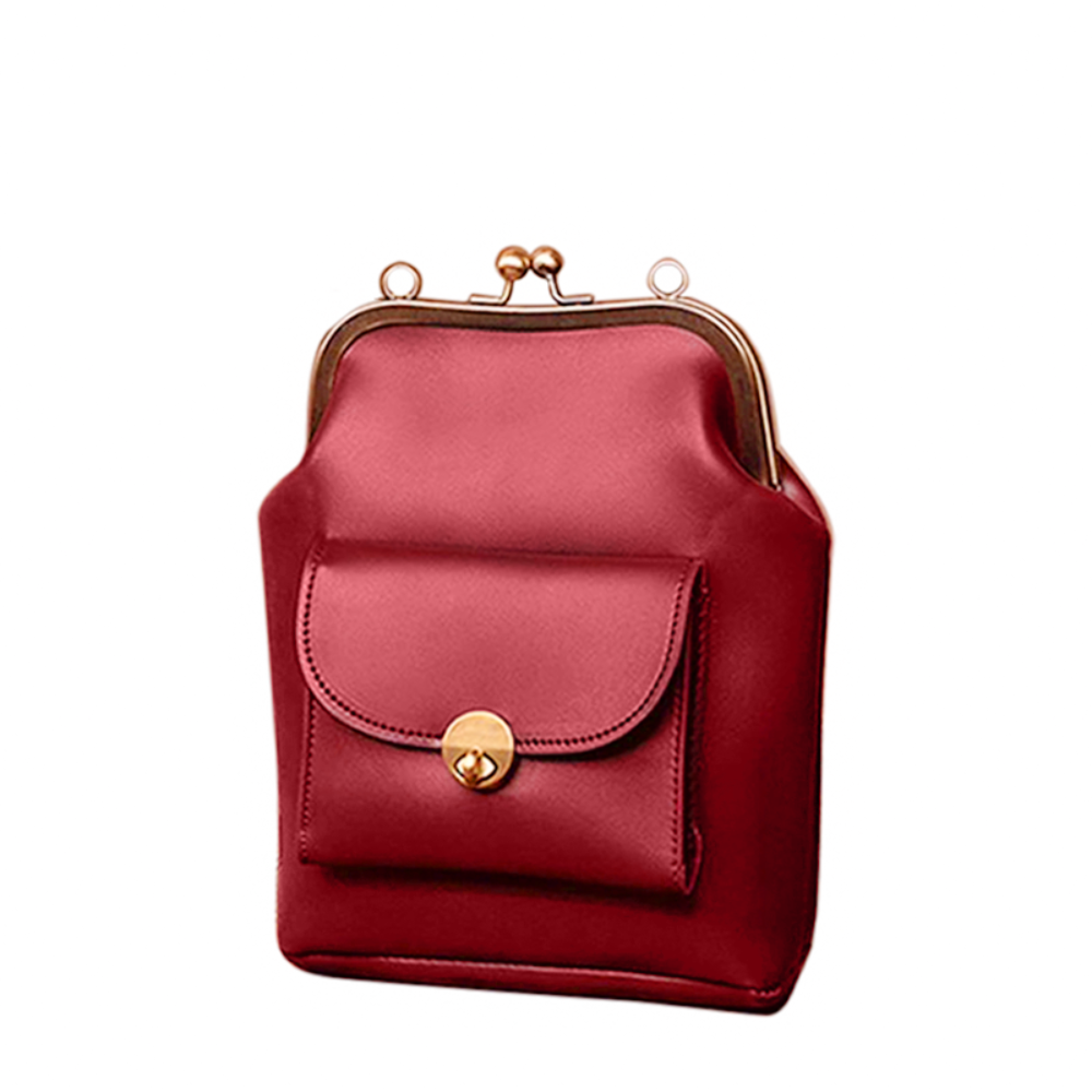 Women's Vintage Kiss-Lock Satchel Bag – Retro Structured Purse for Everyday Elegance