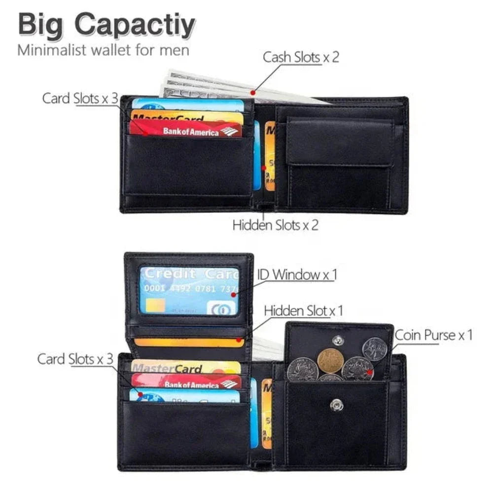 Men's Slim RFID Bifold Wallet - Minimalist Secure Card Holder
