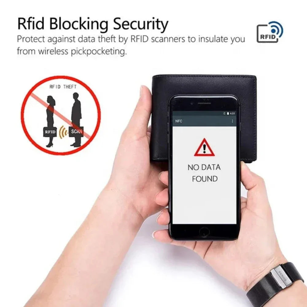 Men's Slim RFID Bifold Wallet - Minimalist Secure Card Holder