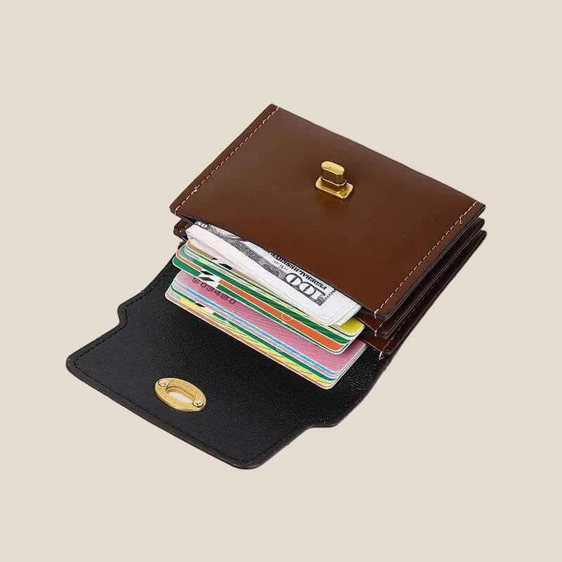 Women's Compact Wallet with Turn Lock – Stylish Everyday Purse Organizer