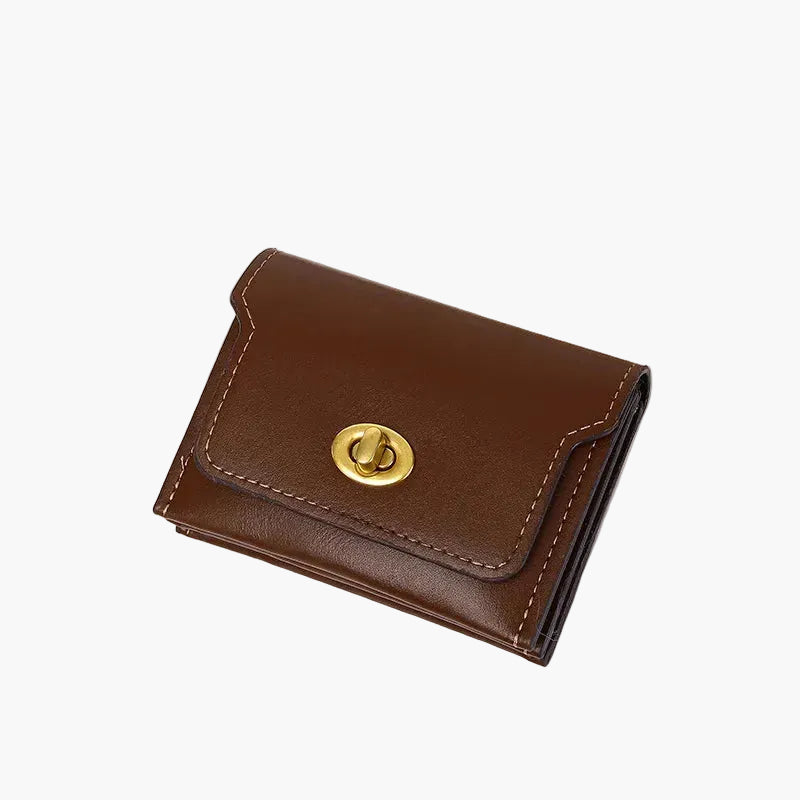 Women's Compact Wallet with Turn Lock – Stylish Everyday Purse Organizer