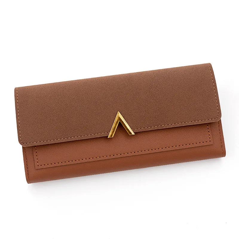 Women's Elegant Long Wallet Clutch with Gold Accent – Stylish Everyday Purse