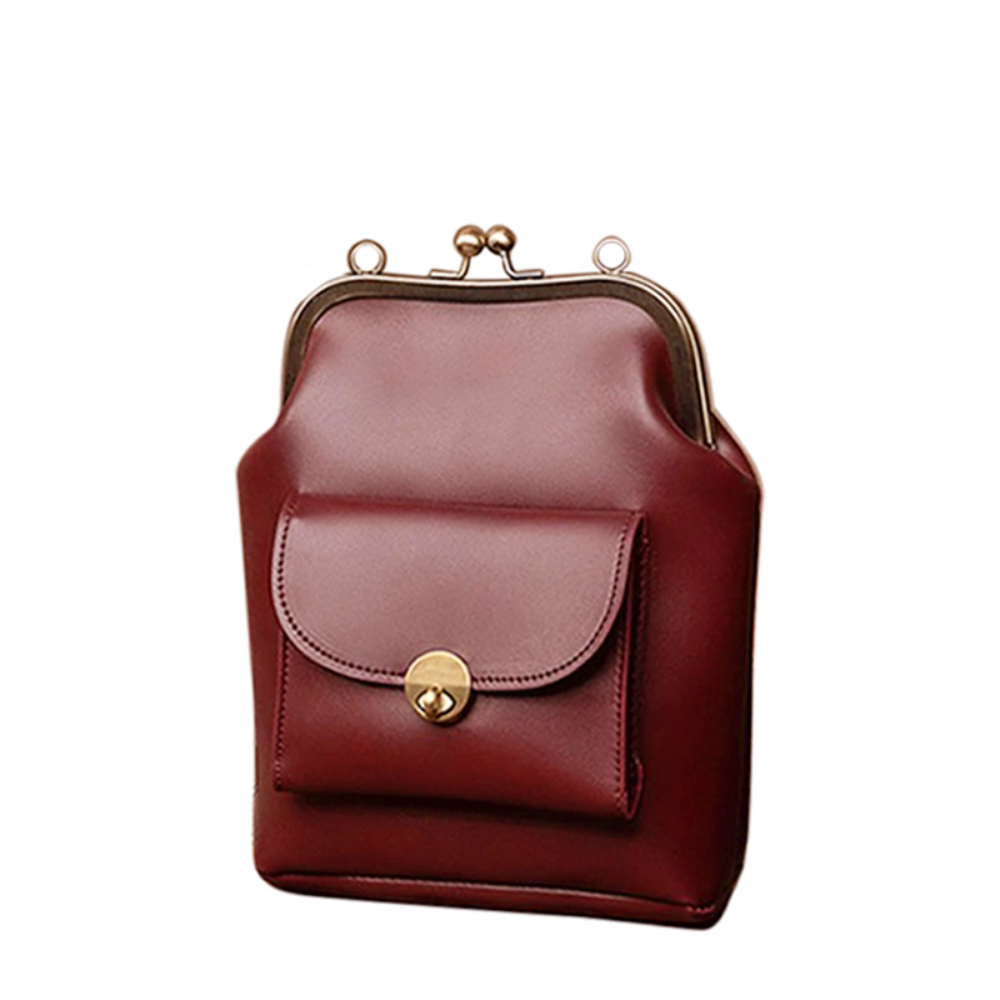 Women's Vintage Kiss-Lock Satchel Bag – Retro Structured Purse for Everyday Elegance