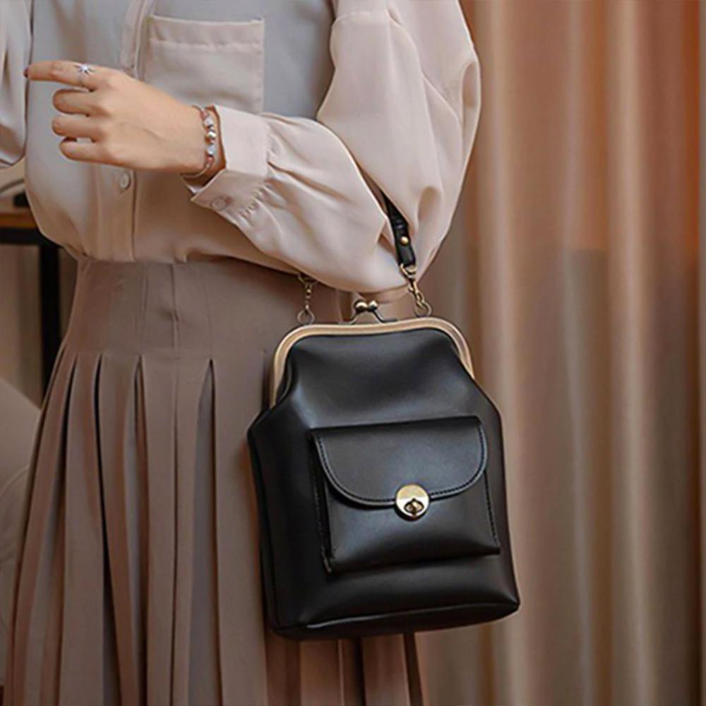 Women's Vintage Kiss-Lock Satchel Bag – Retro Structured Purse for Everyday Elegance