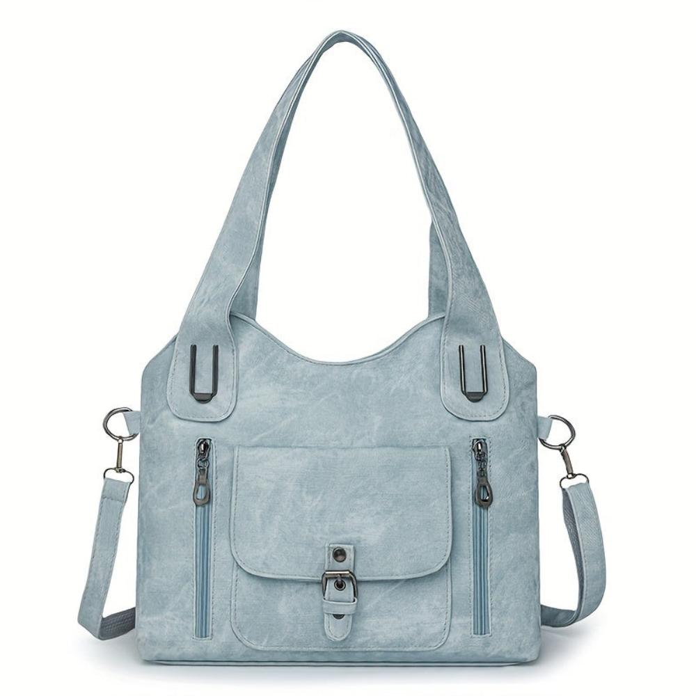 Women's Vintage Style Shoulder Bag with Multiple Pockets and Detachable Strap – Everyday Chic Handbag