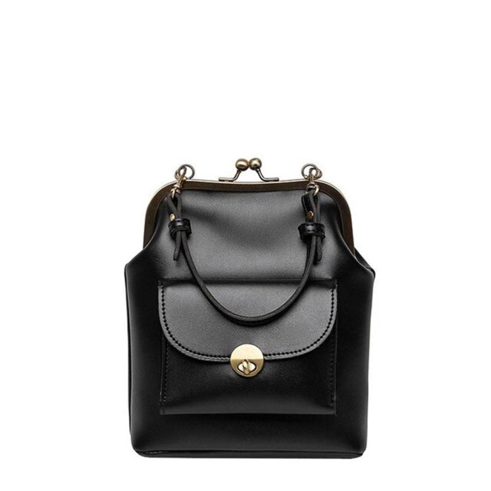Women's Vintage Kiss-Lock Satchel Bag – Retro Structured Purse for Everyday Elegance
