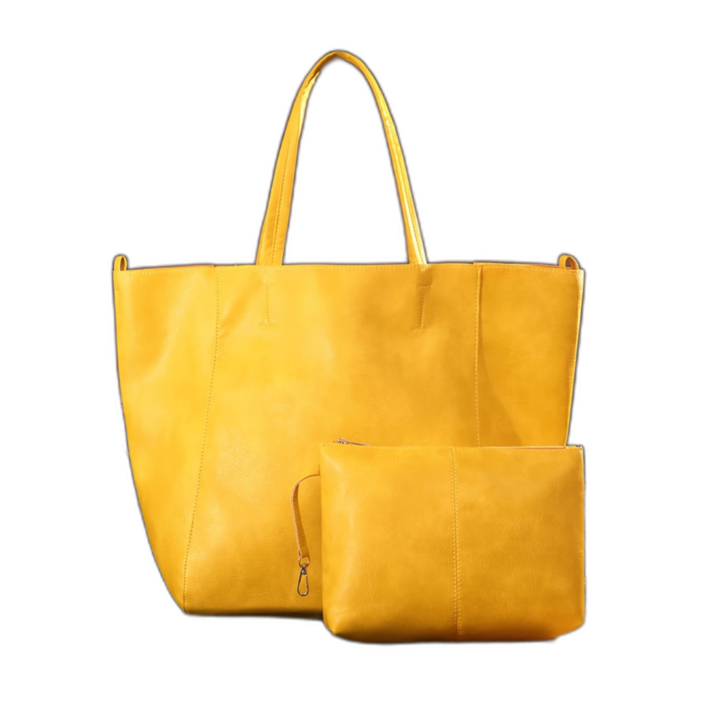 Women's Retro Large Capacity Tote Bag with Matching Pouch – Elegant Everyday Shoulder Handbag